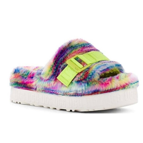 UGG Shoes - Womens UGG Fluffita Pixelate Sandals Slide Shoes SZ 7